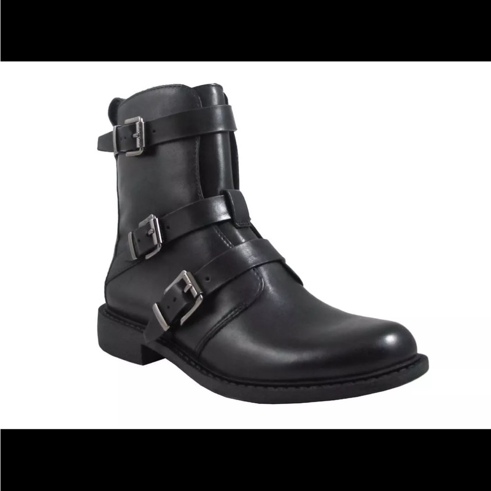 Vince Camuto Raegel black leather moto boots, size 7.5